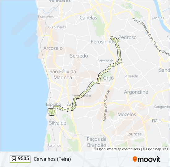 9505 bus Line Map