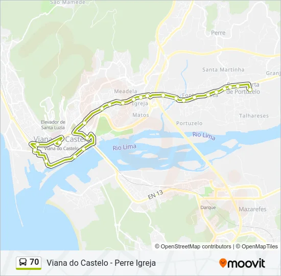 70 Bus Line Map