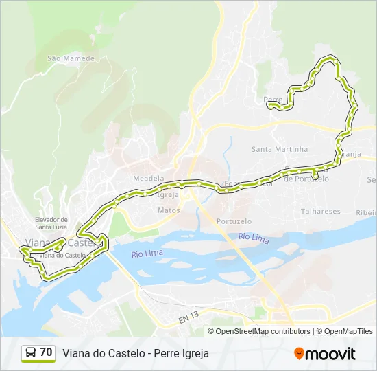 70 Bus Line Map