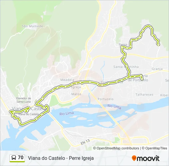 70 Bus Line Map