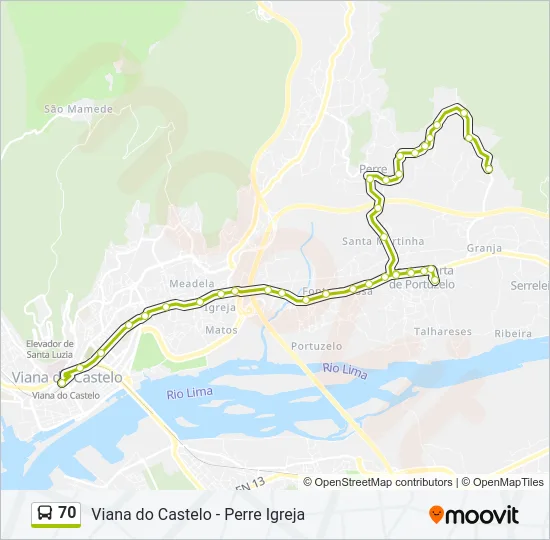 70 Bus Line Map
