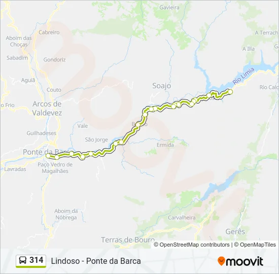 314 Bus Line Map