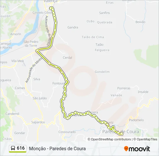 616 Bus Line Map