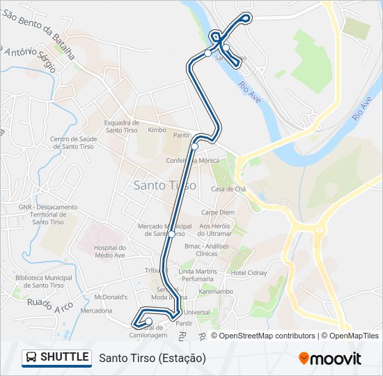 Mapa da linha do autocarro SHUTTLE.