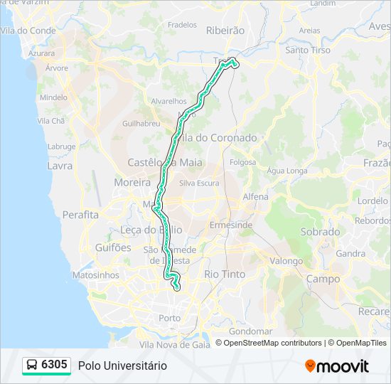 Mapa da linha do autocarro 6305.