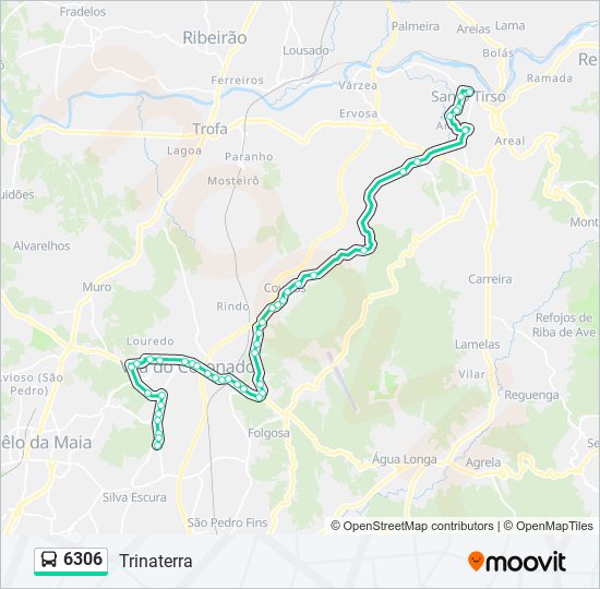 Mapa da linha do autocarro 6306.