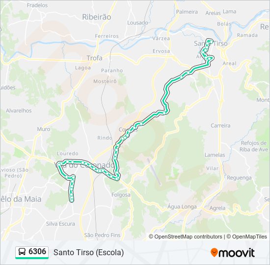 Mapa da linha do autocarro 6306.