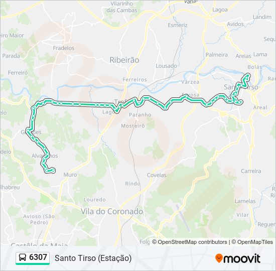 Mapa da linha do autocarro 6307.