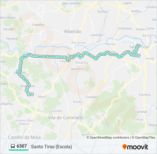 Mapa da linha do autocarro 6307.