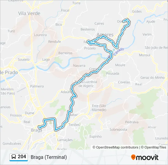 204 Bus Line Map