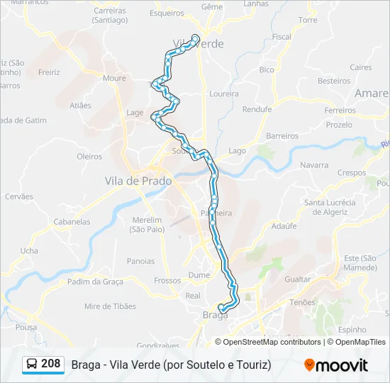208 Bus Line Map