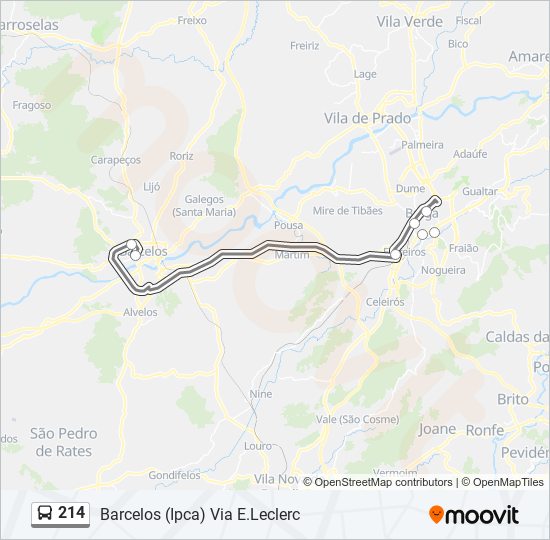 Mapa da linha do autocarro 214.