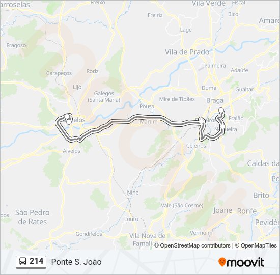 Mapa da linha do autocarro 214.
