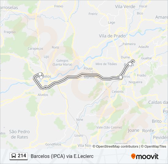 Mapa da linha do autocarro 214.