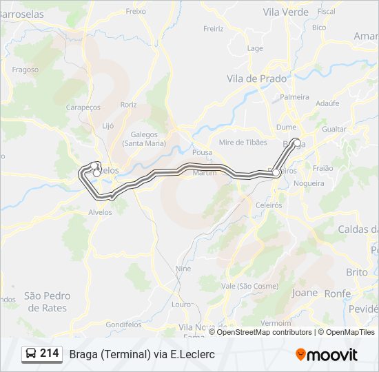 Mapa da linha do autocarro 214.