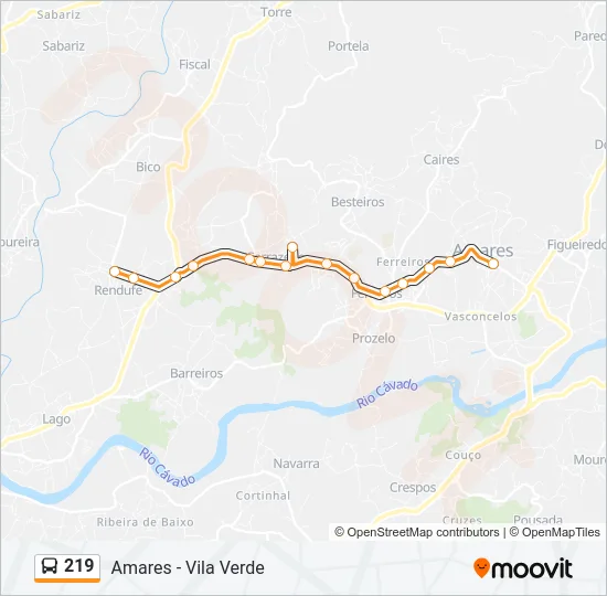 219 Bus Line Map