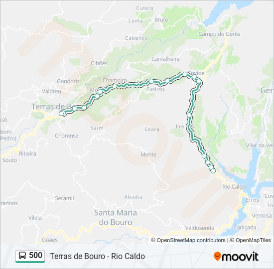 Mapa da linha do autocarro 500.