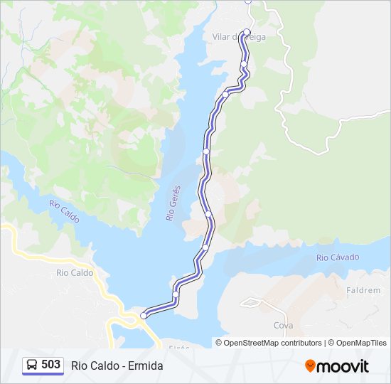 Mapa da linha do autocarro 503.