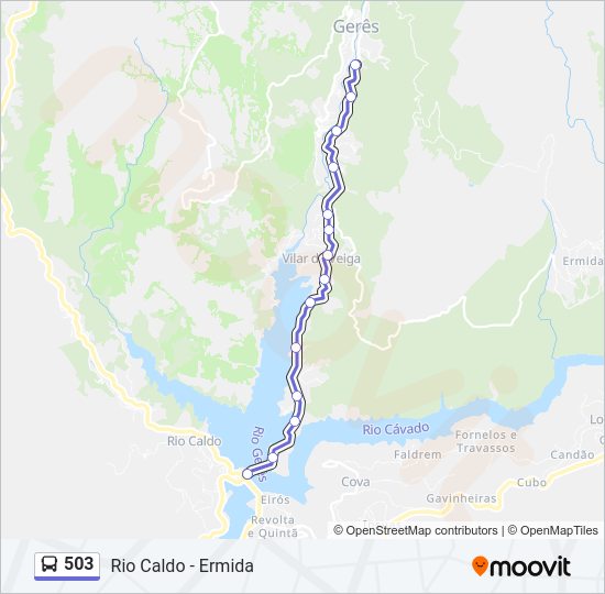 Mapa da linha do autocarro 503.