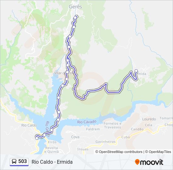 Mapa da linha do autocarro 503.