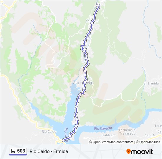 Mapa da linha do autocarro 503.