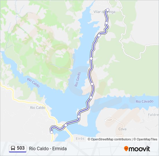 Mapa da linha do autocarro 503.
