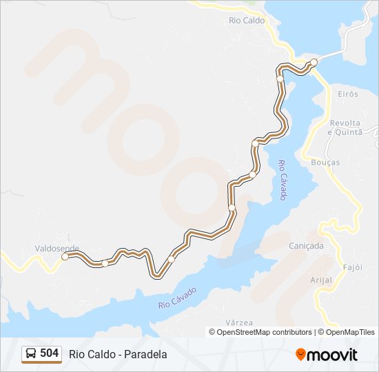 Mapa da linha do autocarro 504.