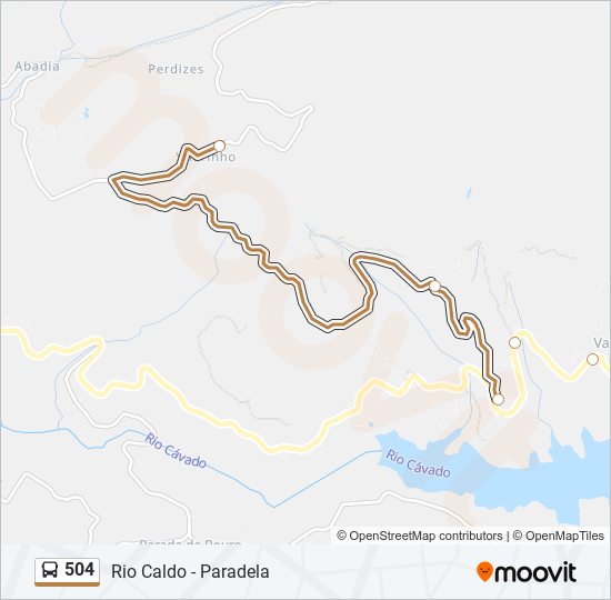 Mapa da linha do autocarro 504.