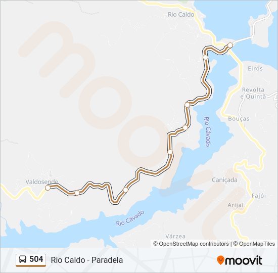 Mapa da linha do autocarro 504.