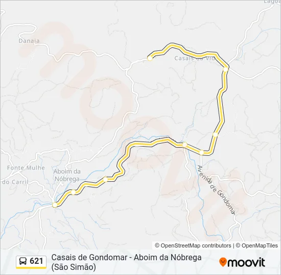 621 Bus Line Map