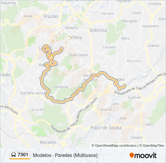 7301 bus Line Map