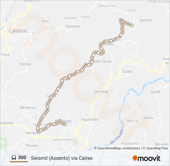 Mapa da linha do autocarro 300.