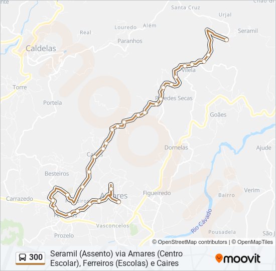 Mapa da linha do autocarro 300.