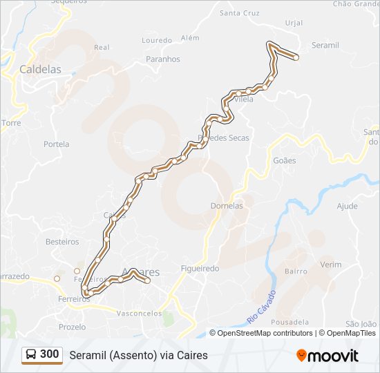 Mapa da linha do autocarro 300.