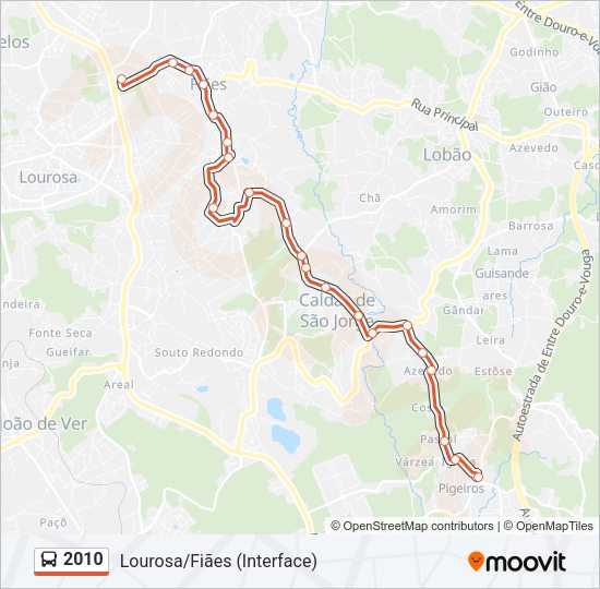 Mapa da linha do autocarro 2010.