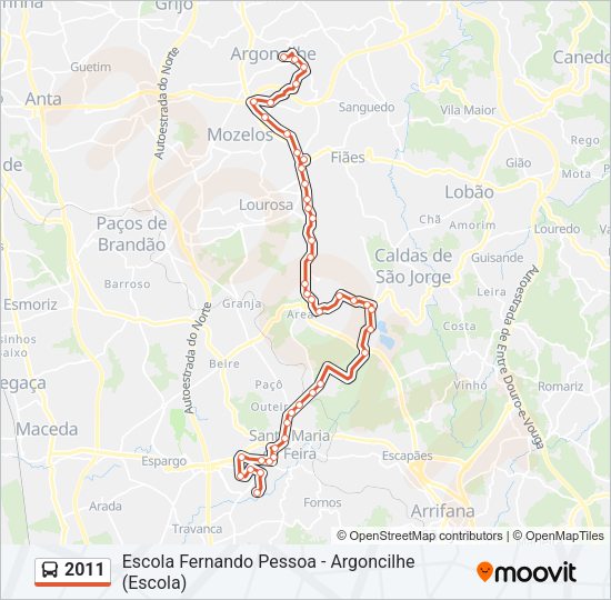 Mapa da linha do autocarro 2011.