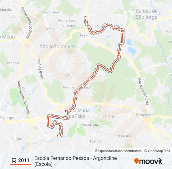 Mapa da linha do autocarro 2011.