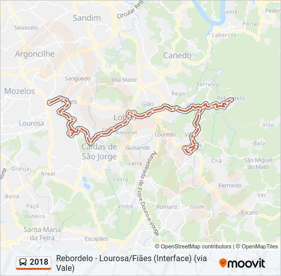 Mapa da linha do autocarro 2018.