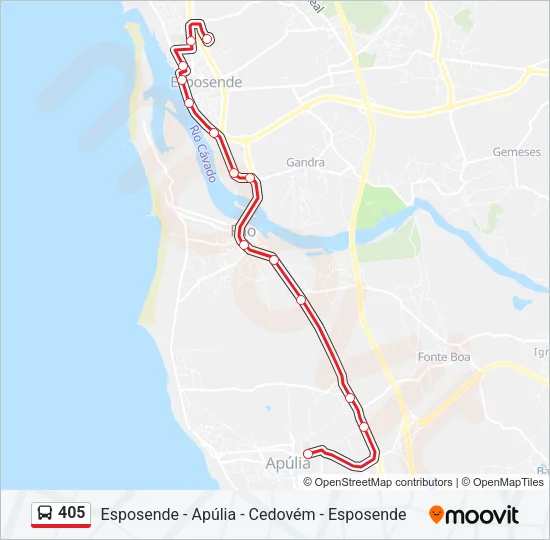 405 Bus Line Map