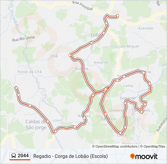 Mapa da linha do autocarro 2044.