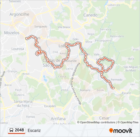 Mapa da linha do autocarro 2048.