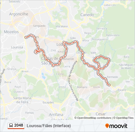 Mapa da linha do autocarro 2048.