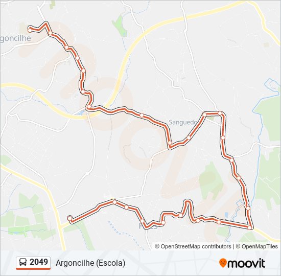 Mapa da linha do autocarro 2049.