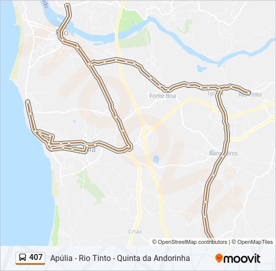 Mapa da linha do autocarro 407.