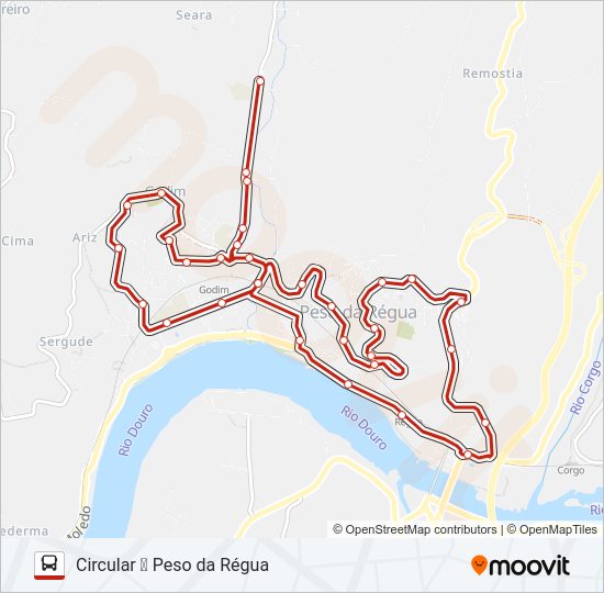 Mapa da linha do autocarro VERMELHA.