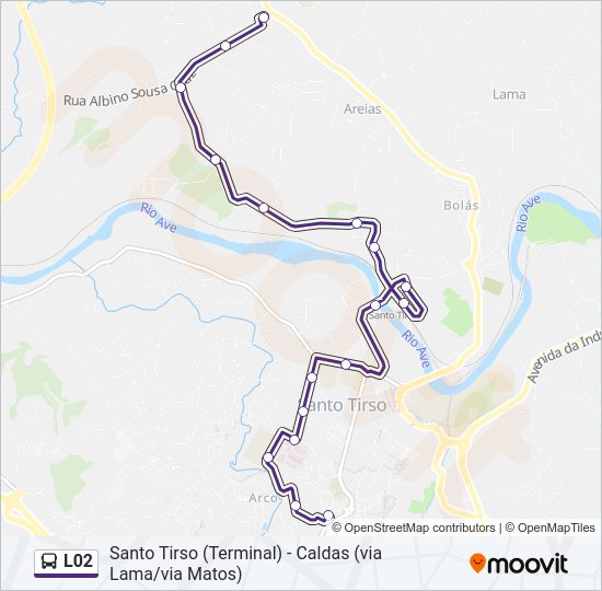 Mapa da linha do autocarro L02.