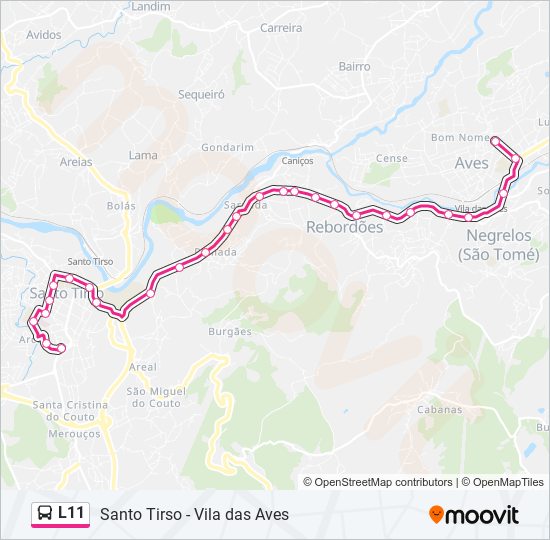 Mapa da linha do autocarro L11.