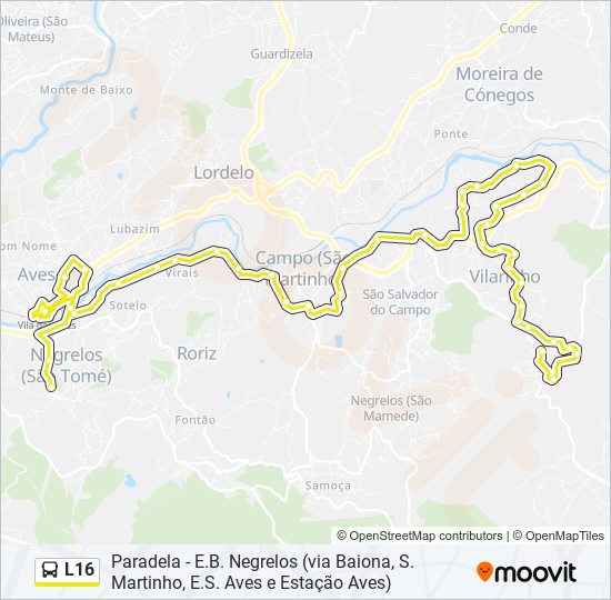 L16 bus Line Map