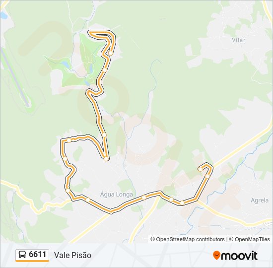 Mapa da linha do autocarro 6611.