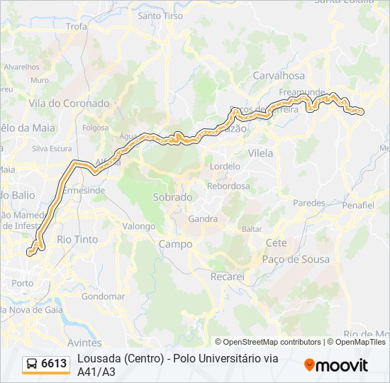 6613 bus Line Map